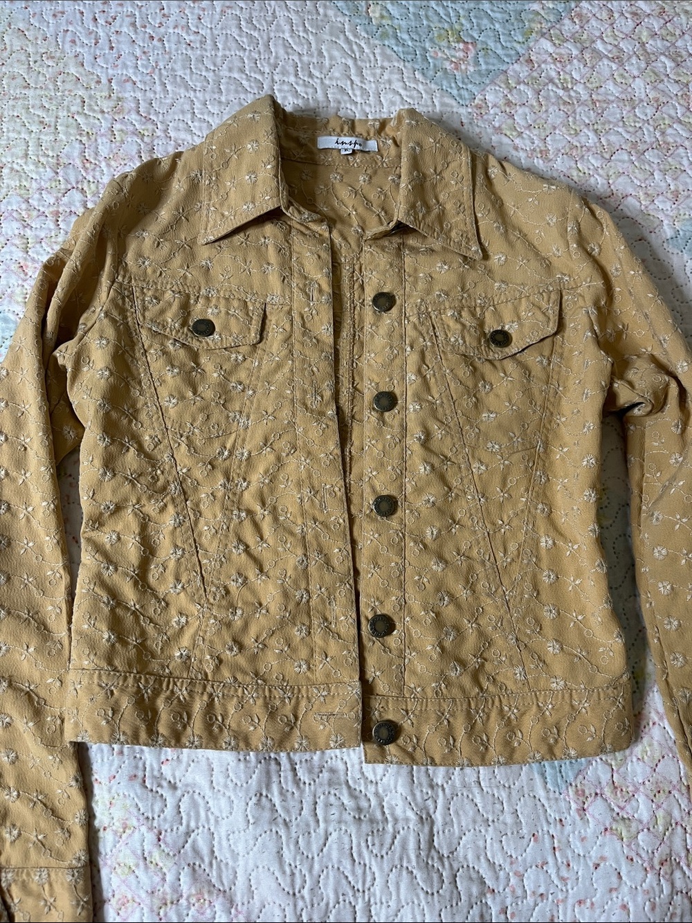 *Free with $20 Purchase* Buttercream Yellow Embroidered Crop Jacket